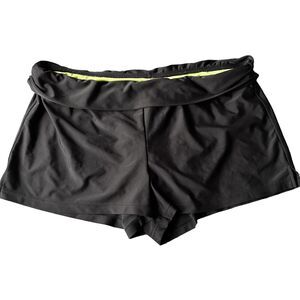 Athleta Splash Swim Shorts in Black Large Lined briefs Foldover Waistband